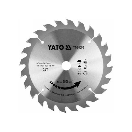 YATO Pílací kotúč na drevo 165 x 16 x 1,5 mm / 24T