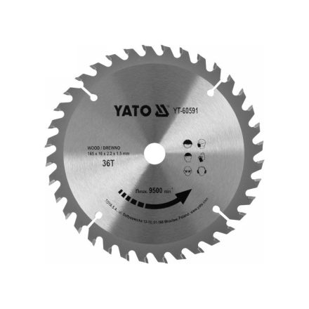 YATO Pilový kotúč na drevo 165 x 16 x 1,5 mm / 36T