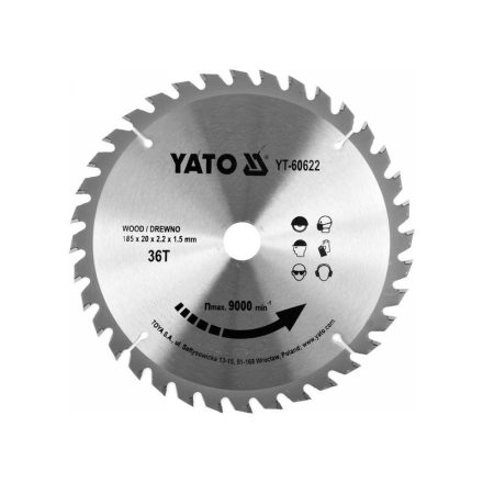 YATO Pílový kotúč na drevo 185 x 20 x 1,5 mm / 36T