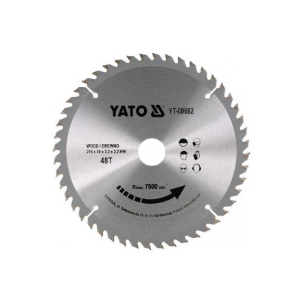 YATO Pílový kotúč na drevo 216 x 30 x 2,2 mm / 48T