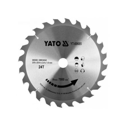 YATO Pílací kotúč na drevo 235 x 25,4 x 1,8 mm / 24T