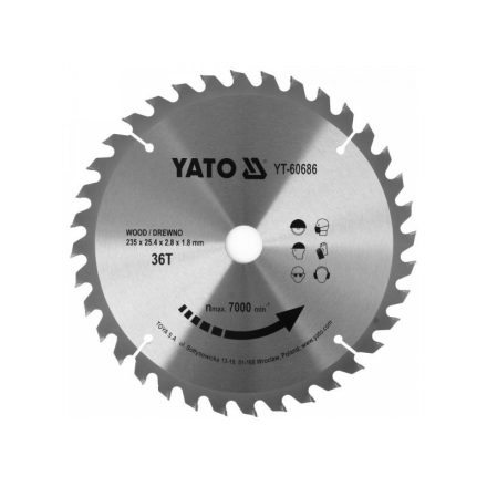 YATO Pílový kotúč na drevo 235 x 25,4 x 1,8 mm / 36T
