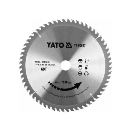 YATO Pílový kotúč na drevo 235 x 25,4 x 1,8 mm / 60T