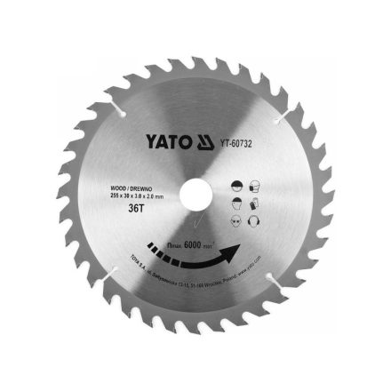 YATO Pílový kotúč na drevo 255 x 30 x 2,0 mm / 36T