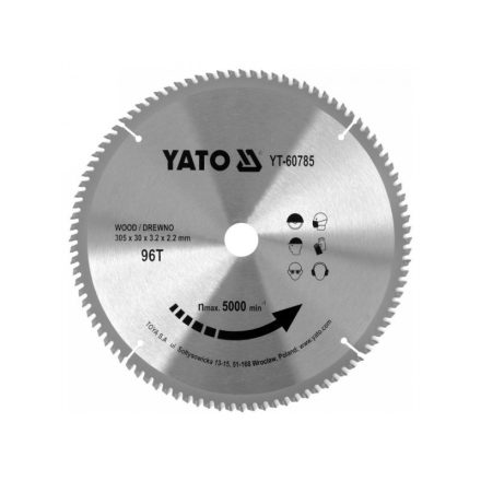YATO Pílový kotúč na drevo 305 x 30 x 2,2 mm / 96T