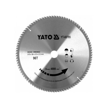 YATO Pilový kotúč na drevo 315 x 30 x 2,2 mm / 96T