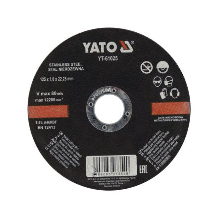 YATO Rezný kotúč na kov 125 x 1,0 x 22,2 mm inox