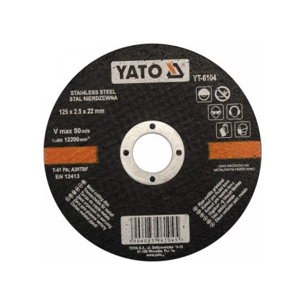 YATO Rezný kotúč na kov 125 x 2,5 x 22,2 mm inox