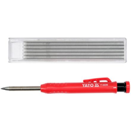 YATO Drevená stavebná ceruzka s kovovým obalom nabitá 150 mm + 6 náplní