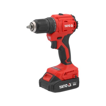 YATO Bezdrôtový vŕtačka- skrutkovač 45 Nm 18 V, bez uhlíkových kefiek (1 x 2,0 Ah batéria + nabíjačka)
