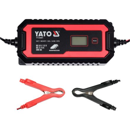 YATO Nabíjačka batérií 6/12 V 2/8 A max. LCD displej s kapacitou 200 Ah