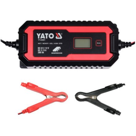 YATO Nabíjačka batérií 6/12 V 2/8 A max. LCD displej s kapacitou 200 Ah